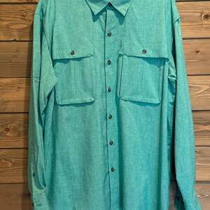 Magellan Outdoors Men's Long Sleeve MagWick Fishing Shirt Angler Fit Teal Large